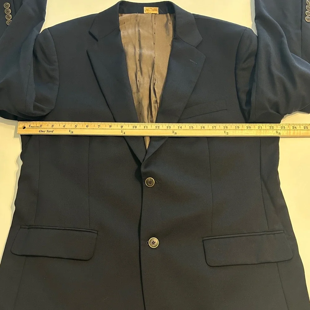 Joseph & Feiss Mens Blazer 42R Navy Blue 100%‎ Wool Gold Collection Sport Coat
